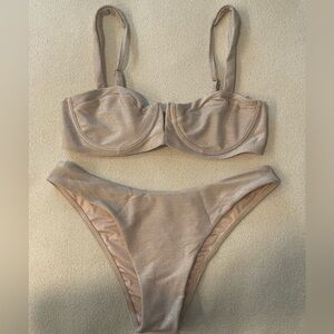 Balconette top bathing suit with sparkle fabric